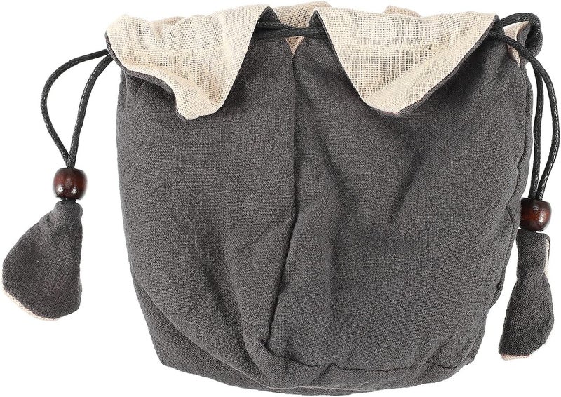 Uonlytech Portable Cotton Linen Tea Set Storage Bag, Gray Teapot Pouch with Drawstring, Travel Teaware Organizer for Home and Outdoor Use - Image 1