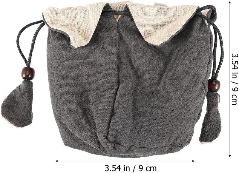Uonlytech Portable Cotton Linen Tea Set Storage Bag, Gray Teapot Pouch with Drawstring, Travel Teaware Organizer for Home and Outdoor Use - Image 2