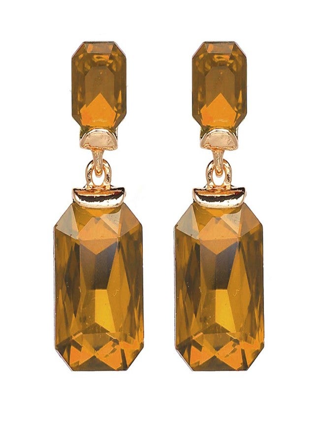 YouBella Jewellery Earings Gold Plated Crystal Drop Earrings for Girls and Women (Brown)