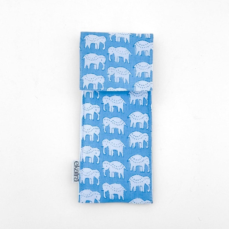 Ekatra Handcrafted Cotton Pen Organizer – Elephant Motif | Elastic Band Pen Sleeve for Notebook | Eco-Friendly Stationery Case for Pens, Stylus, Markers | Compact & Reusable Fabric Holder - Image 2