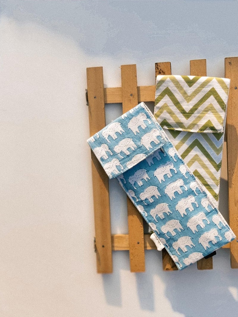 Ekatra Handcrafted Cotton Pen Organizer – Elephant Motif | Elastic Band Pen Sleeve for Notebook | Eco-Friendly Stationery Case for Pens, Stylus, Markers | Compact & Reusable Fabric Holder - Image 5
