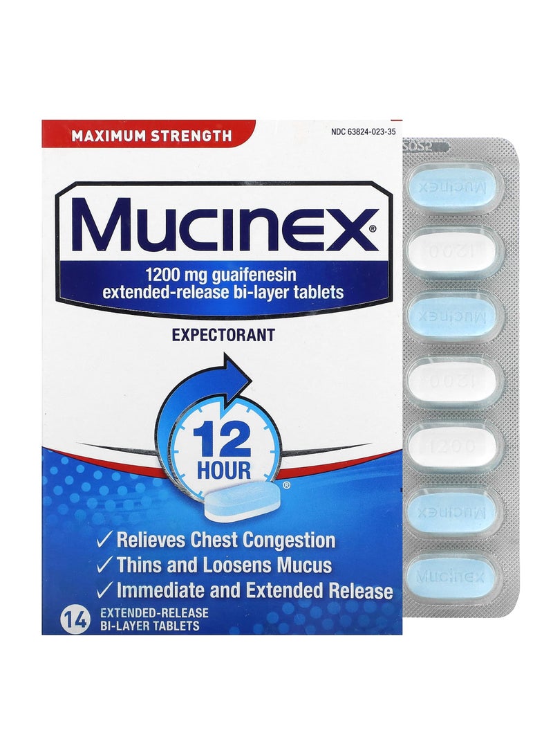 12 Hour Chest Congestion, Maximum Strength, 1,200 mg, 14 Extended-Release Bi-Layer Tablets