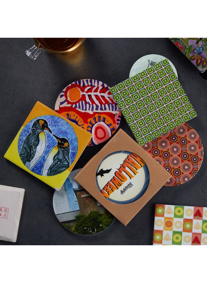 Ceramic Coaster Absorbent Pure White Blank Support Pattern, LOGO, Thermal Transfer, UV Printing Direct Supply-Color:Circular Diameter 18cm-Specifications:Coaster Custom Pattern (Bubble Bag)  - Image 2