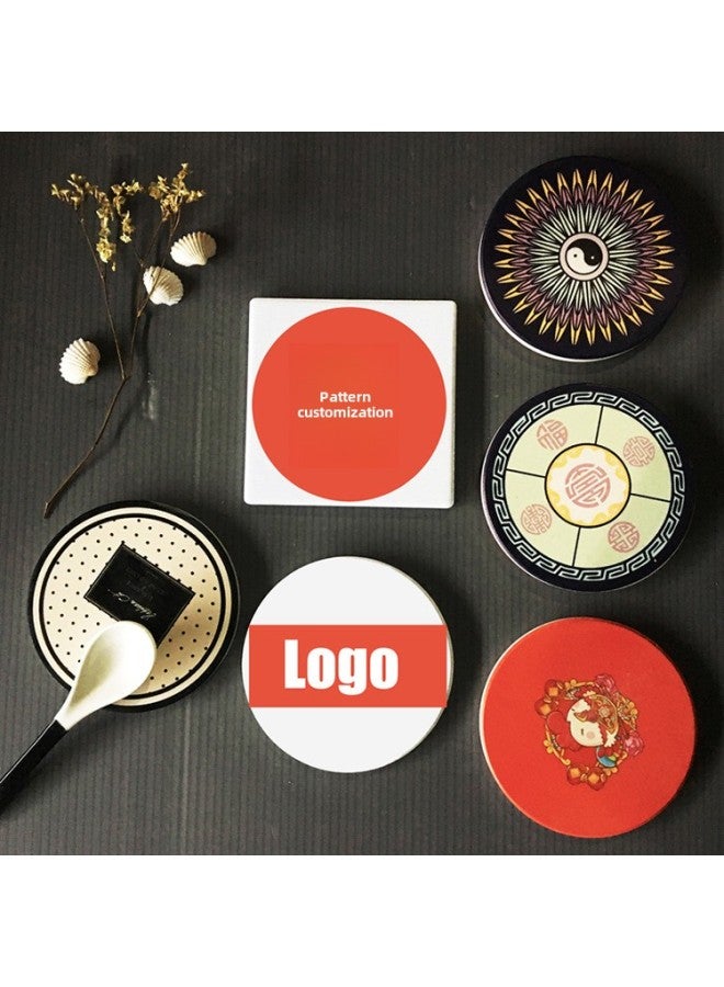 Ceramic Coaster Absorbent Pure White Blank Support Pattern, LOGO, Thermal Transfer, UV Printing Direct Supply-Color:Circular Diameter 18cm-Specifications:Coaster Custom Pattern (Bubble Bag)  - Image 1