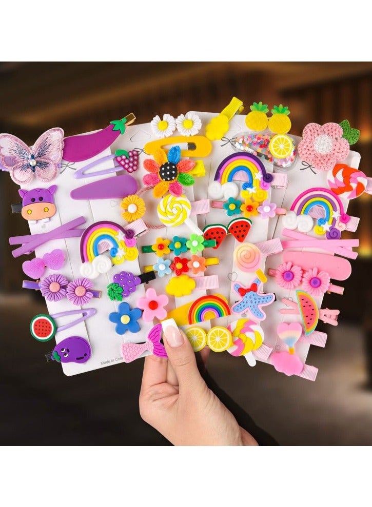 مشابك شعر للأطفال، دبوس شعر، مشابك للبنات إكسسوارات شعر للفتيات الصغيرات،مشابك شعر للأطفال للتصفيف،مشابك شعرلطيفة للبنات بألوان قوس قزح وفواكه حلوى على شكل فراشة 42 قطعة - Image 2