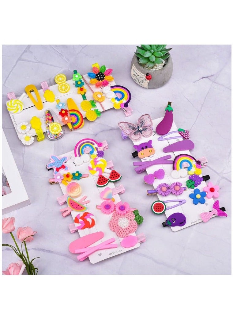 مشابك شعر للأطفال، دبوس شعر، مشابك للبنات إكسسوارات شعر للفتيات الصغيرات،مشابك شعر للأطفال للتصفيف،مشابك شعرلطيفة للبنات بألوان قوس قزح وفواكه حلوى على شكل فراشة 42 قطعة - Image 3