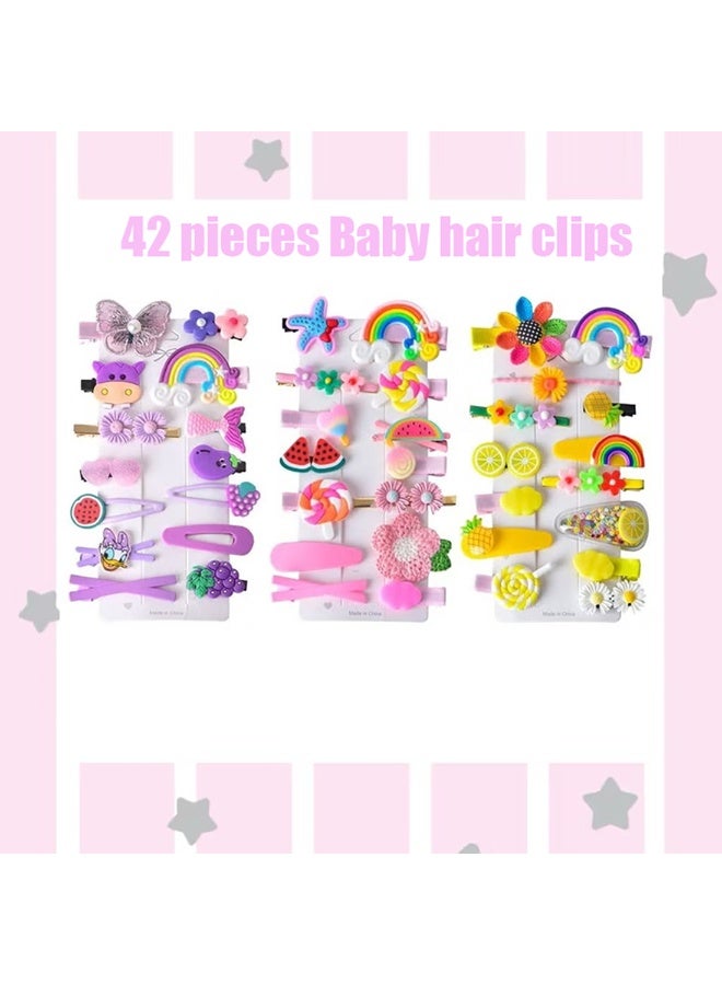 مشابك شعر للأطفال، دبوس شعر، مشابك للبنات إكسسوارات شعر للفتيات الصغيرات،مشابك شعر للأطفال للتصفيف،مشابك شعرلطيفة للبنات بألوان قوس قزح وفواكه حلوى على شكل فراشة 42 قطعة - Image 1
