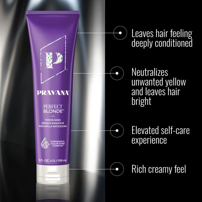 Pravana The Perfect Blonde Purple Toning Masque Treatment | Neutralizes Brassy, Yellow Tones | For Color-Treated Hair | Adds Strength, Shine, Elasticity | 5 Fl Oz - Image 3