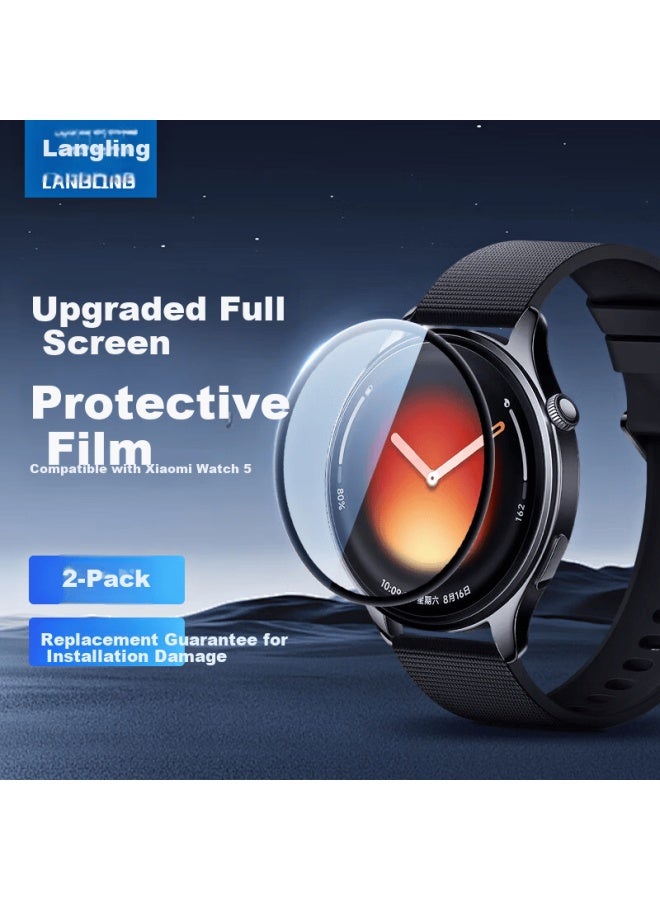 Langling [2 Pieces] Screen Protector For Xiaomi Watch 5 Smarch, Non-tempered Composite Soft Film, Full Coverage Anti-drop Protective Film - Image 1