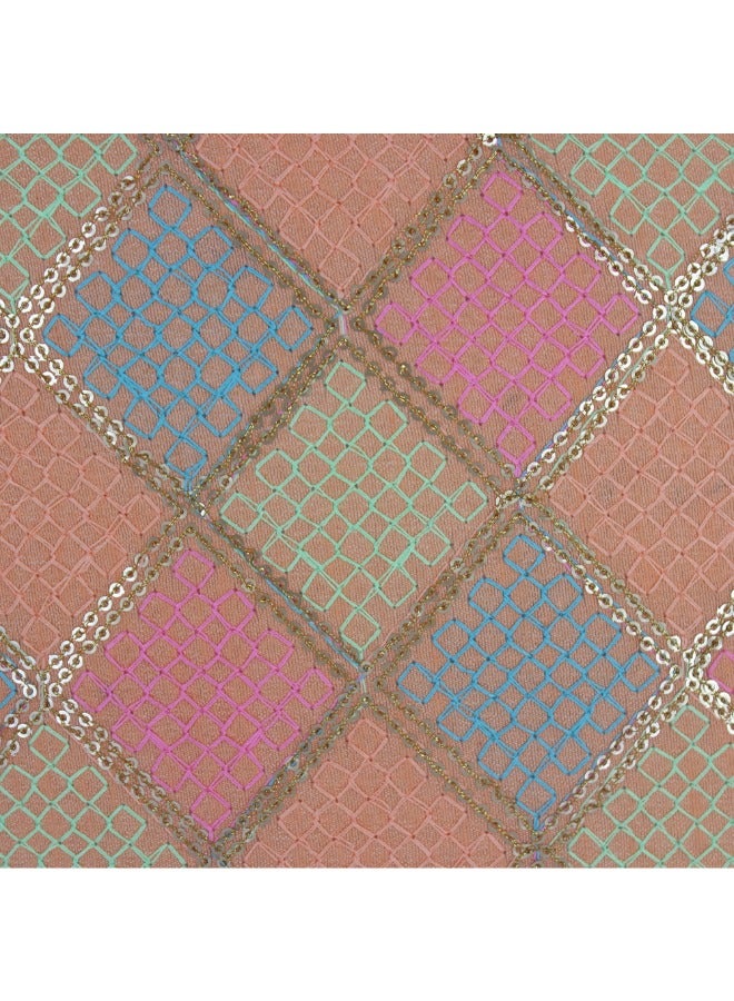 BYFT Orchard Cushion Cover 16 x 16 inch (Diagonal Checks Design - Peach) 40 x 40 cm Luxury Decorative Cushion Cover for Sofa, Bed & Living Room- Set of 2 without inserts - Image 4