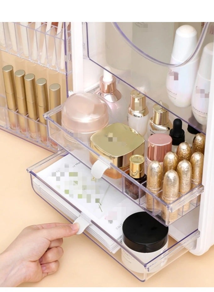 BlueFire Extra Large Makeup Organizer & Cosmetic Storage Box – 16.33” Desktop Display Cabinet with Transparent Front & Top Open, Magnetic Doors, Multi-Compartment for Lipstick, Brushes, Skincare, Lotion – Dustproof, Moisture-Proof for Bathroom, Bedroom, Dresser  - Image 5