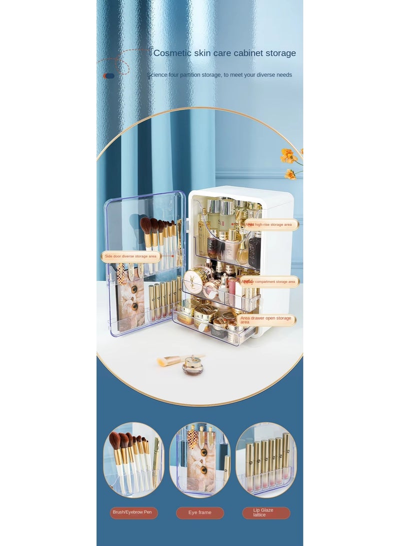 BlueFire Extra Large Makeup Organizer & Cosmetic Storage Box – 16.33” Desktop Display Cabinet with Transparent Front & Top Open, Magnetic Doors, Multi-Compartment for Lipstick, Brushes, Skincare, Lotion – Dustproof, Moisture-Proof for Bathroom, Bedroom, Dresser  - Image 3