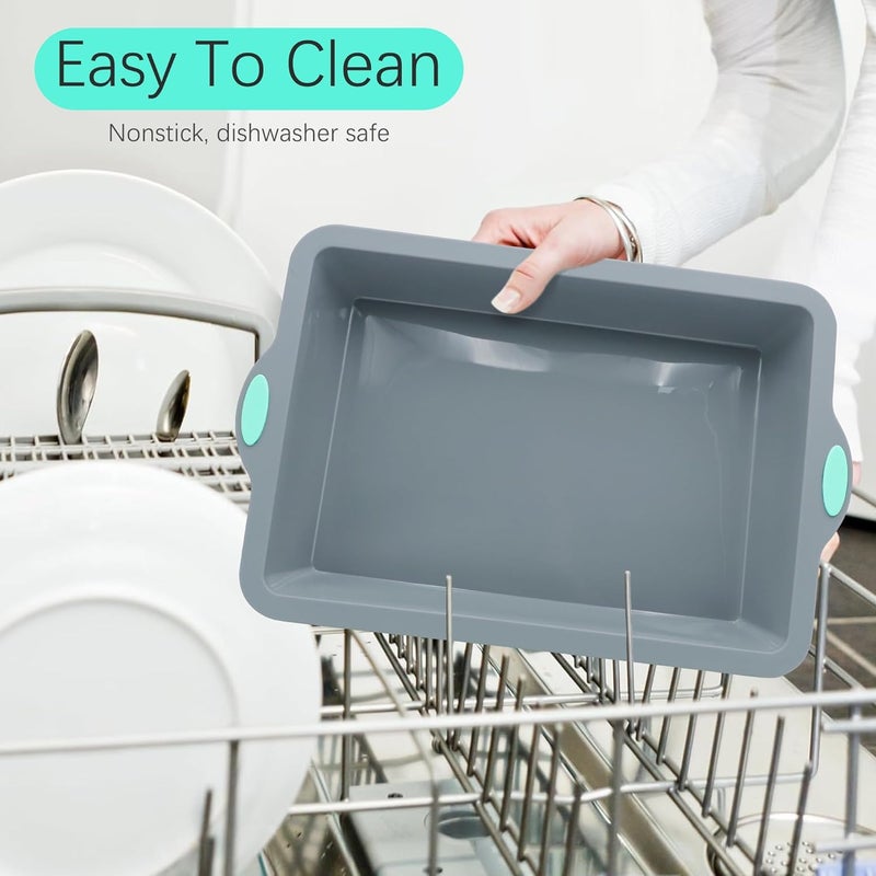To encounter Silicone Baking Pans Set, 4 Pieces Nonstick Bakeware Set with Baking Pans, Baking Sheets, Cookie Sheets, Cake Pan with Metal Reinforced Frame More Strength, Light Grey - Image 4