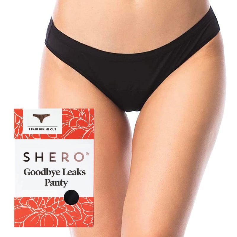 Shero Bikini Period, Maternity, Postpartum Panties, Leakproof, Odor & Moisture Control Underwear for Women & Teens (US, Alpha, Medium, Regular, Regular, 1, Black)
