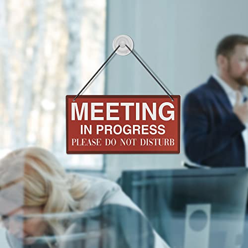 Putuo Decor Meeting in Progress Door Sign, Do Not Disturb Sign for Therapy Office, Business, Counseling, Clinic, 10x5 Inches PVC Hanger Plaque - Image 5