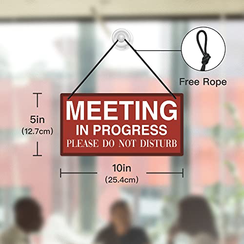 Putuo Decor Meeting in Progress Door Sign, Do Not Disturb Sign for Therapy Office, Business, Counseling, Clinic, 10x5 Inches PVC Hanger Plaque - Image 2