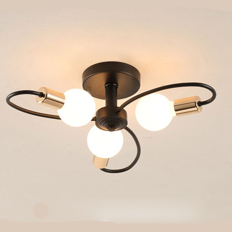 Modern minimalist ceiling lamp, fishhook creative restaurant, living room, bedroom, clothing store chandelier, iron bent pipe Nordic light fixture E27 - Image 1