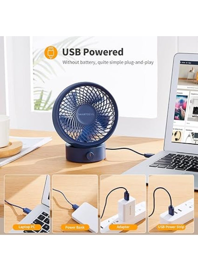 سمارت ديفل مروحة مكتب صغيرة من سمارت ديفل، مروحة شخصية مكتبية محمولة تعمل عبر منفذ يو إس بي، تتميز برياح قوية وتشغيل هادئ، مناسبة للمكتب أو غرفة النوم أو المنزل، بتصميم أنيق ولون أزرق. - Image 2