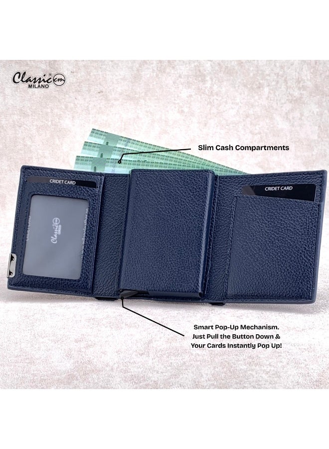 كلاسيك ميلانو محفظة كلاسيك ميلانو بحماية RFID للرجال والنساء - حامل بطاقات أوتوماتيكي بتصميم بوب أب - محفظة بطاقات آمنة ومدمجة للرجال - محفظة أنيقة للرجال والنساء  - Image 3