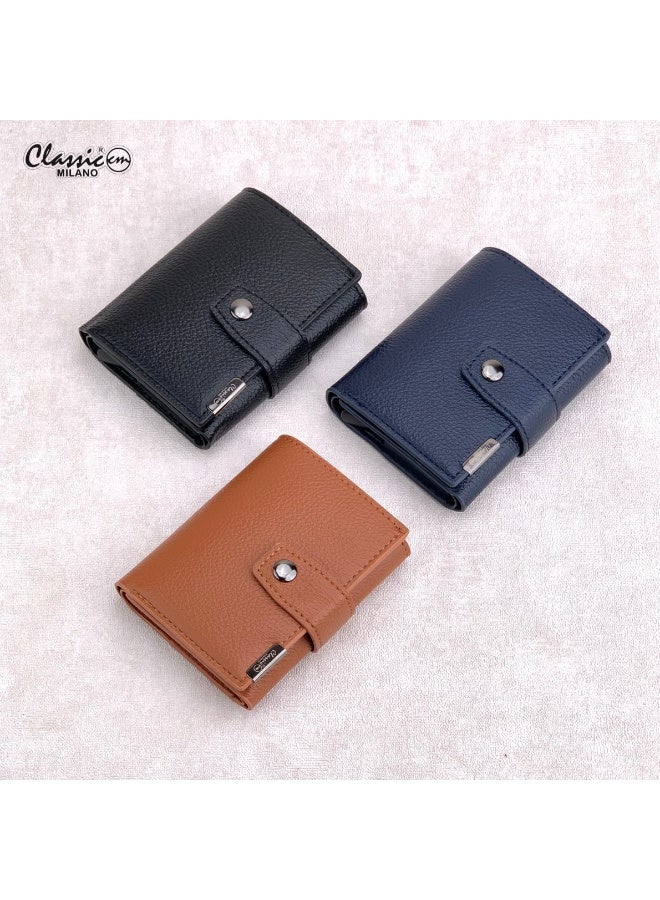 محفظة كلاسيك ميلانو بحماية RFID للرجال والنساء - حامل بطاقات أوتوماتيكي بتصميم بوب أب - محفظة بطاقات آمنة ومدمجة للرجال - محفظة أنيقة للرجال والنساء