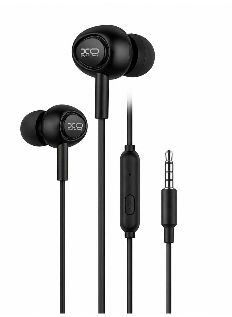 XO Candy Series Wired Earphones XO-S6 with Microphone & 3.5mm Jack – High Quality Sound - Black