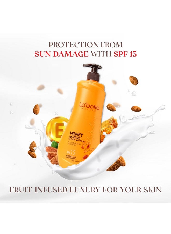 Labolia Beaute Honey Almond Body Lotion for a Healthy & Firm Skin | SPF 15 | Suitable for All Skin Type | Dermatologist Recommended (650ml) - Image 3