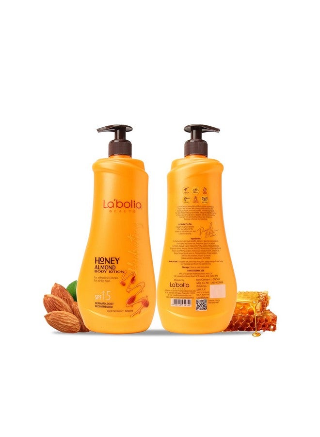 Labolia Beaute Honey Almond Body Lotion for a Healthy & Firm Skin | SPF 15 | Suitable for All Skin Type | Dermatologist Recommended (650ml) - Image 2