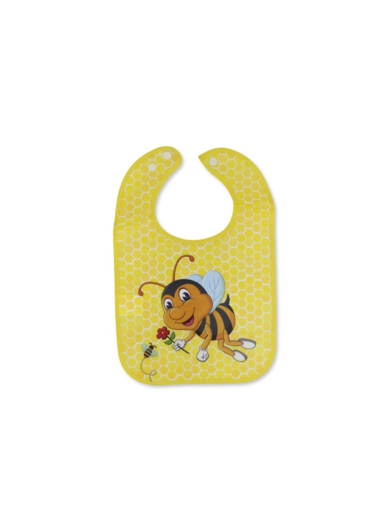 La Frutta PVC Baby Bib with Pocket – Yellow with Bee Print - Image 1