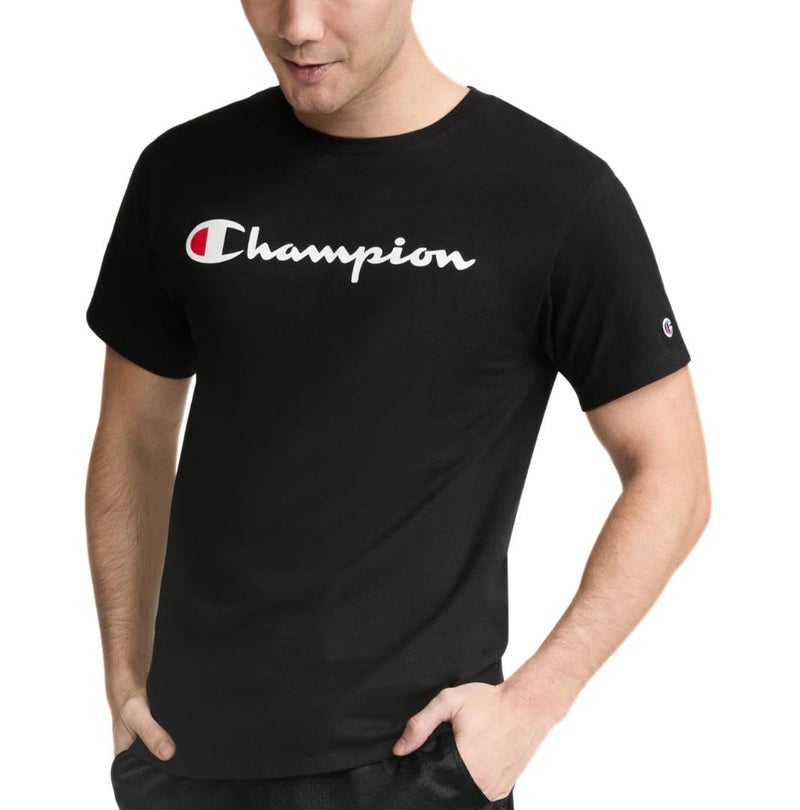 Champion تي شيرت كلاسيكي للرجال من تشامبيون، تي شيرت نص مكتوب كلاسيكي، أسود-y06794، متوسط أمريكي - Image 5