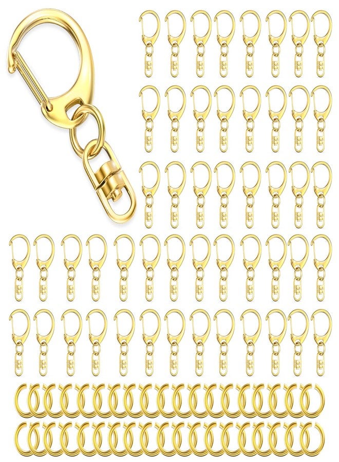 Evnlo 50Pcs Keychain Clip Swivel Snap Hooks,Lobster Claw Clasps Gold Key Chain Rings DIY Making Kit for Crafts - Image 1