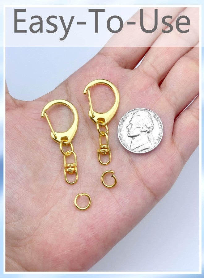 Evnlo 50Pcs Keychain Clip Swivel Snap Hooks,Lobster Claw Clasps Gold Key Chain Rings DIY Making Kit for Crafts - Image 2