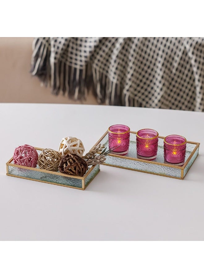 Danube Home Treo Embossed Candle Holder - Elegant Pink Glass Finish (5.6X6.4Cm) Unique Home Decor Accessory For Warm Ambience Perfect For Living Room, Bedroom, Dining Room - Image 4