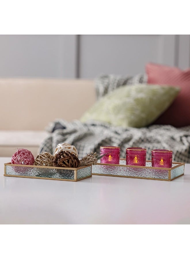 Danube Home Treo Embossed Candle Holder - Elegant Pink Glass Finish (5.6X6.4Cm) Unique Home Decor Accessory For Warm Ambience Perfect For Living Room, Bedroom, Dining Room - Image 5