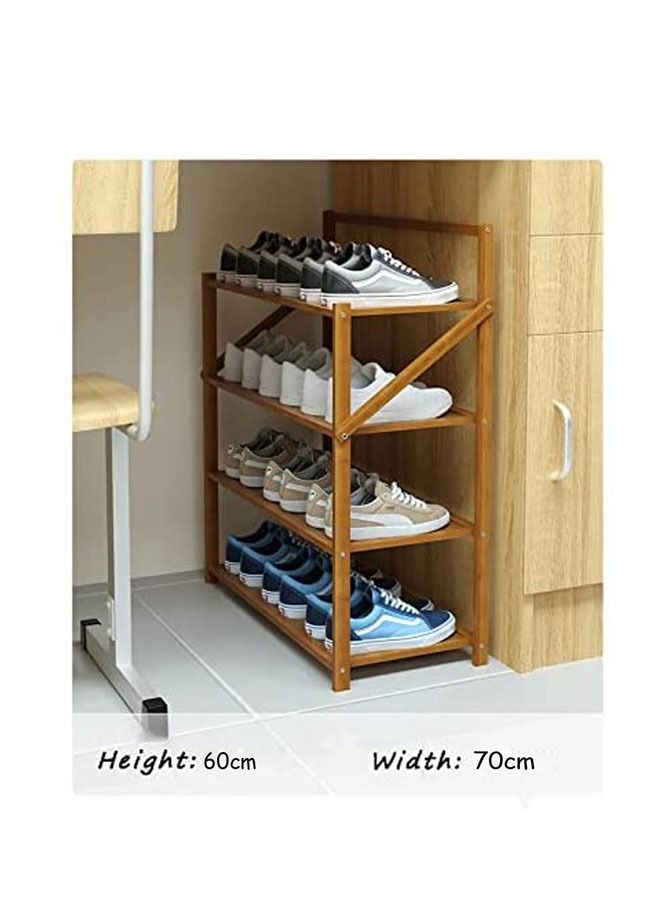 LINGWEI 1 Piece Folding Bamboo Shoe Rack Brown 4 Layer  - Image 4