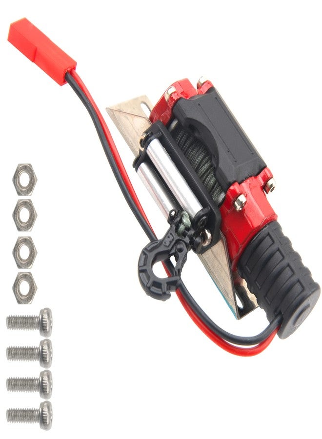 Vgoohobby RC Crawler Winch w/Steel Wire Compatible with Traxxas TRX4 Axial SCX10 90046 RC4WD D90 Redcat Gen8 1/10 RC Crawler Car Option Part (Red) - Image 2