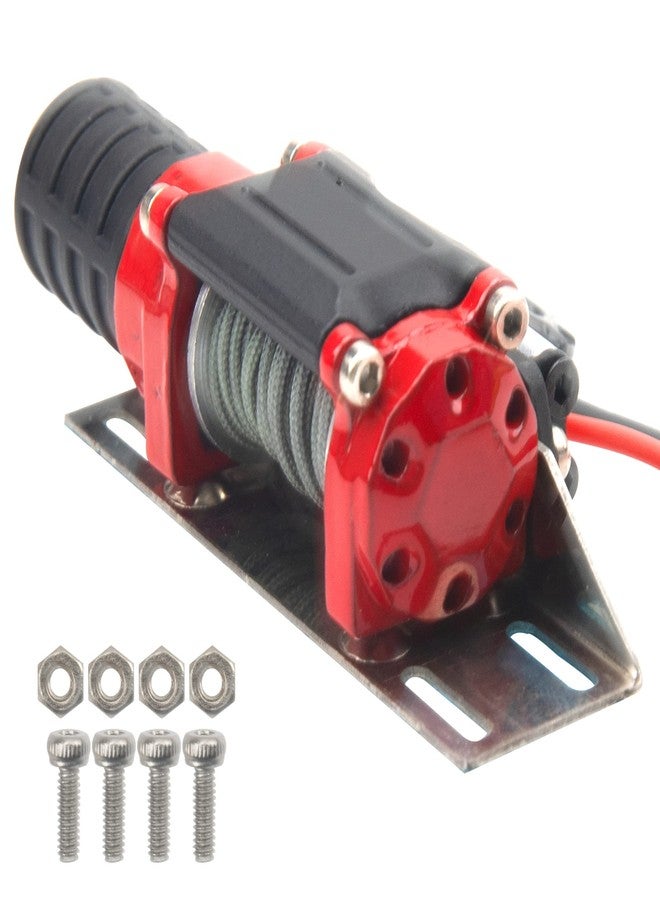 Vgoohobby RC Crawler Winch w/Steel Wire Compatible with Traxxas TRX4 Axial SCX10 90046 RC4WD D90 Redcat Gen8 1/10 RC Crawler Car Option Part (Red) - Image 1