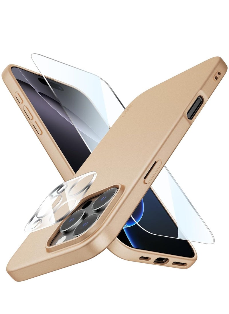 Raxoom Ultra-Thin Matte Gold iPhone 16 Pro Max Case with Camera Lens & Screen Protectors â€“ Shockproof, Anti-Scratch, Lightweight - Image 1