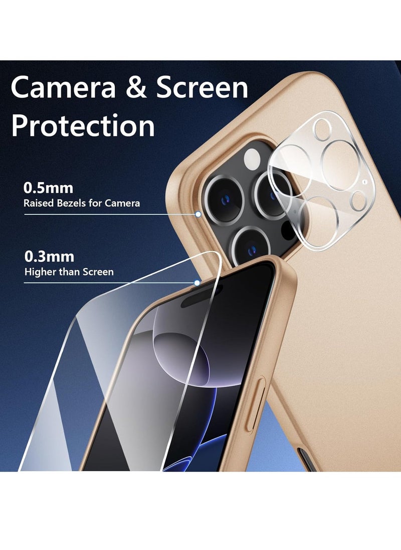 Raxoom Ultra-Thin Matte Gold iPhone 16 Pro Max Case with Camera Lens & Screen Protectors â€“ Shockproof, Anti-Scratch, Lightweight - Image 3