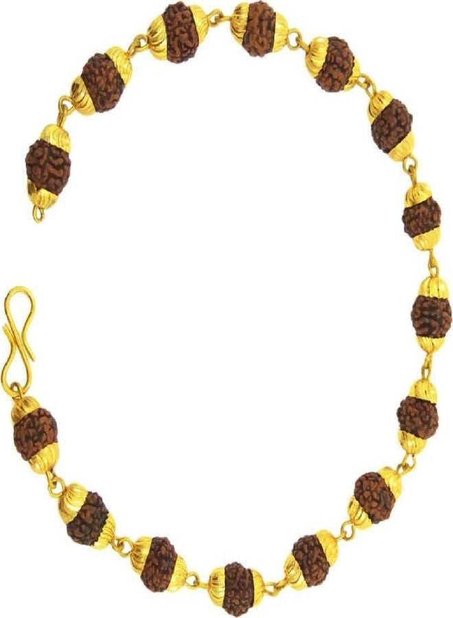 ASTRODIDI Rudraksha Bracelet of 5 Mukhi Beads and Brass Cap for Men & Women - Image 3