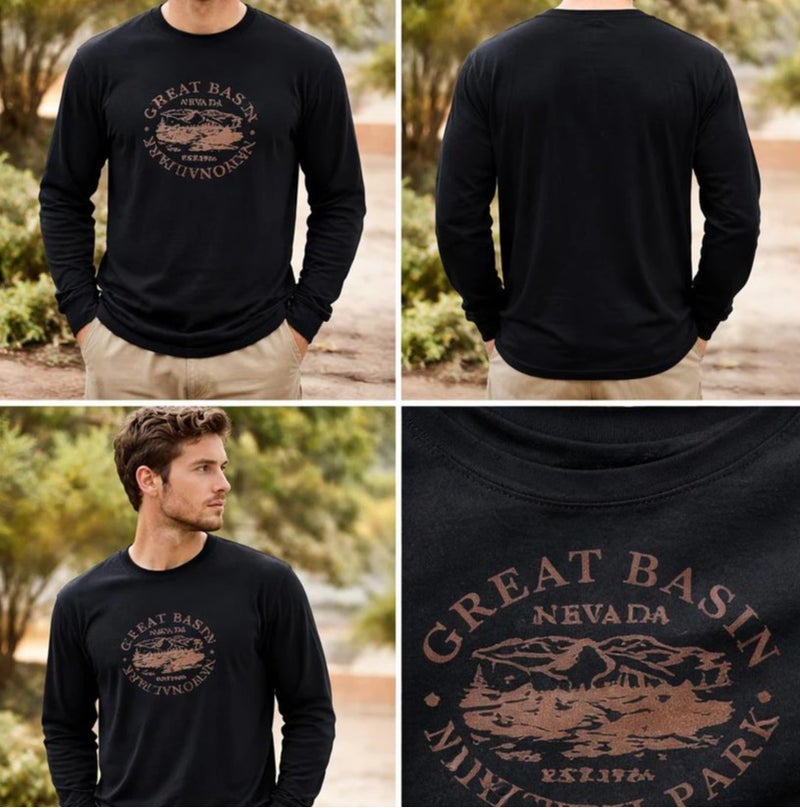 Men’s Black Graphic Print Long Sleeve T-Shirt