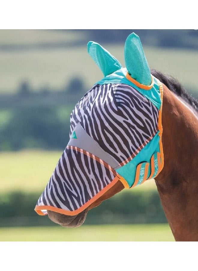 شيريس قناع ذبابة الزيبرا من شركة Shires Horse Fine Mesh مع الأذنين والأنف (Cob) - Image 1