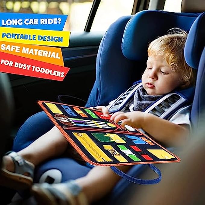 BUSY BOARD TODDLERS SENSORY ACTIVITY, MONTESSORI TOYS 3+ YEAR OLD BOY AIRPLANE TRAVEL ESSENTIALS KIDS ROAD TRIP GAMES QUIET BOOK 3 4 5 YR BIRTHDAY GIFTS LEARNING TOY BABY EDUCATIONAL - Image 5