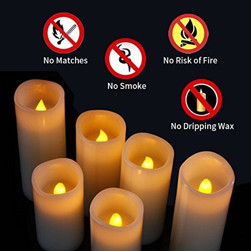 Hanzim Flameless Flickering Battery Operated Candles D2.2''*H4 5" 6" 7" 8" 9" Set of 9 Ivory Real Wax Pillar LED Candles with 10-Key Remote and Cycling 24 Hours Timer (Ivory) - Image 4