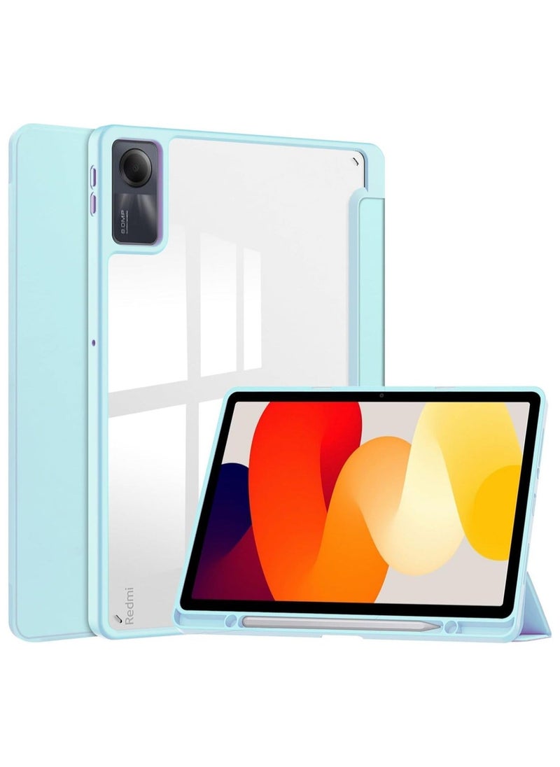 Case for Xiaomi Redmi Pad SE 11.0 Inch Released 2023, Smart Slim Folio Stand Auto Sleep/Wake Cover, with Pencil Slot, Clear Transparent Back Shell (Sky blue) - Image 1