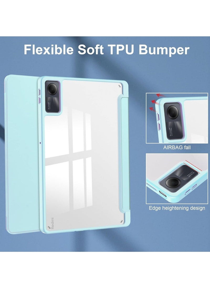 Case for Xiaomi Redmi Pad SE 11.0 Inch Released 2023, Smart Slim Folio Stand Auto Sleep/Wake Cover, with Pencil Slot, Clear Transparent Back Shell (Sky blue) - Image 3