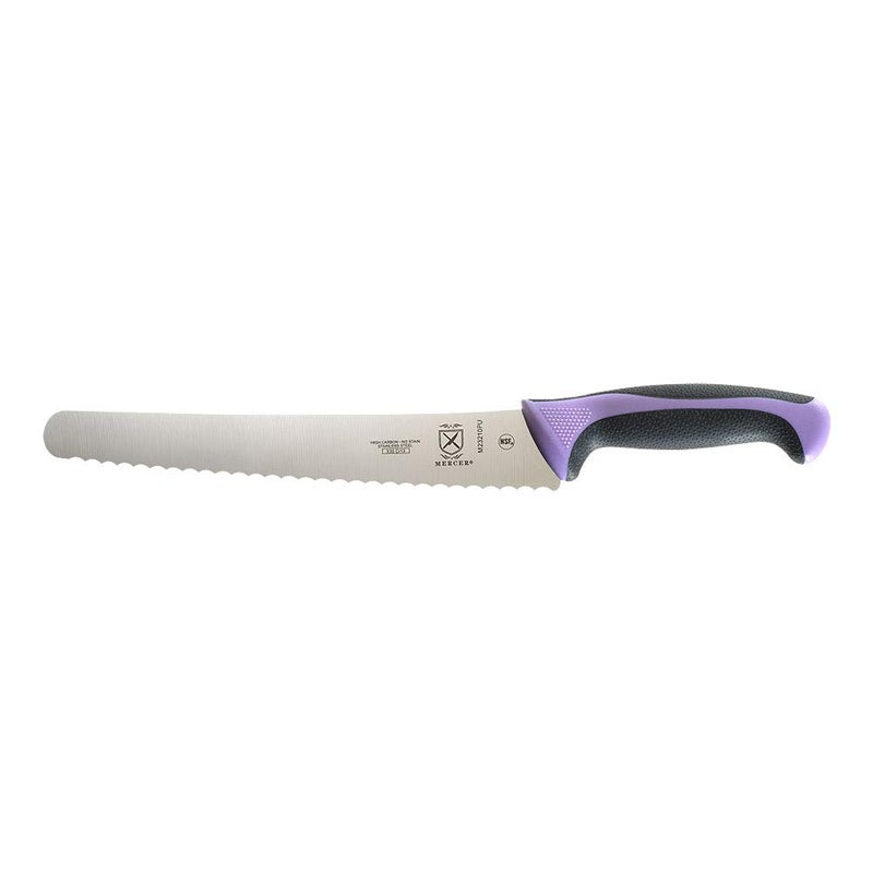 Mercer Culinary Millennia Color Handle Cutlery 10 Bread Knife Wavy Edge Wide Purple