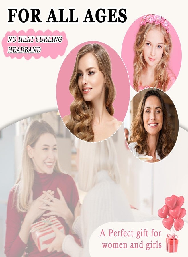 Gwabee طوق شعر غوابي لتجعيد الشعر ليلاً بدون حرارة، 70 بوصة، شريط ناعم لتجعيد الشعر الطويل - مجموعة من 9 قطع مع غطاء، وردي - Image 4