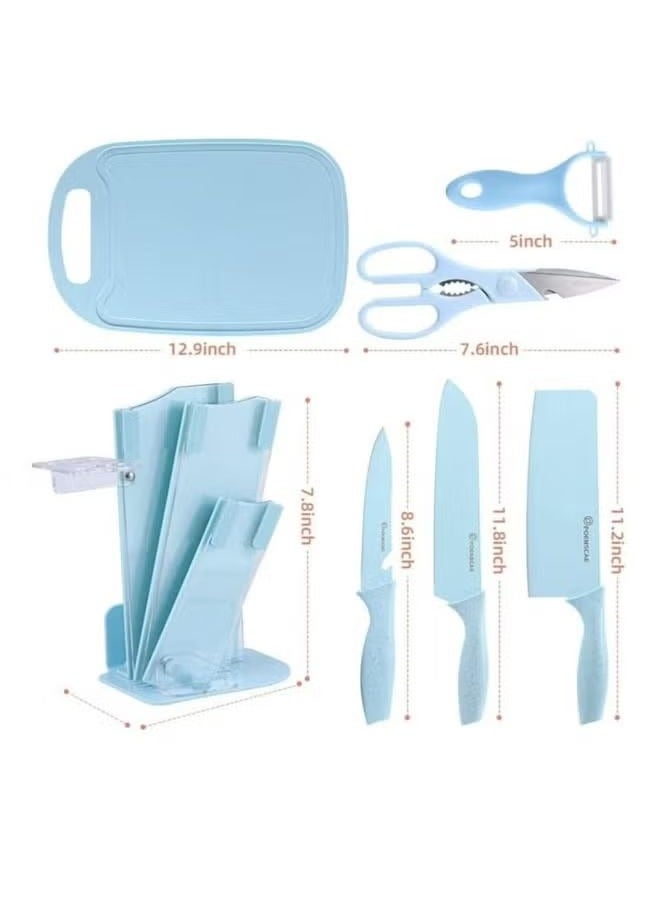 7-piece kitchen knife set blue  - Image 2