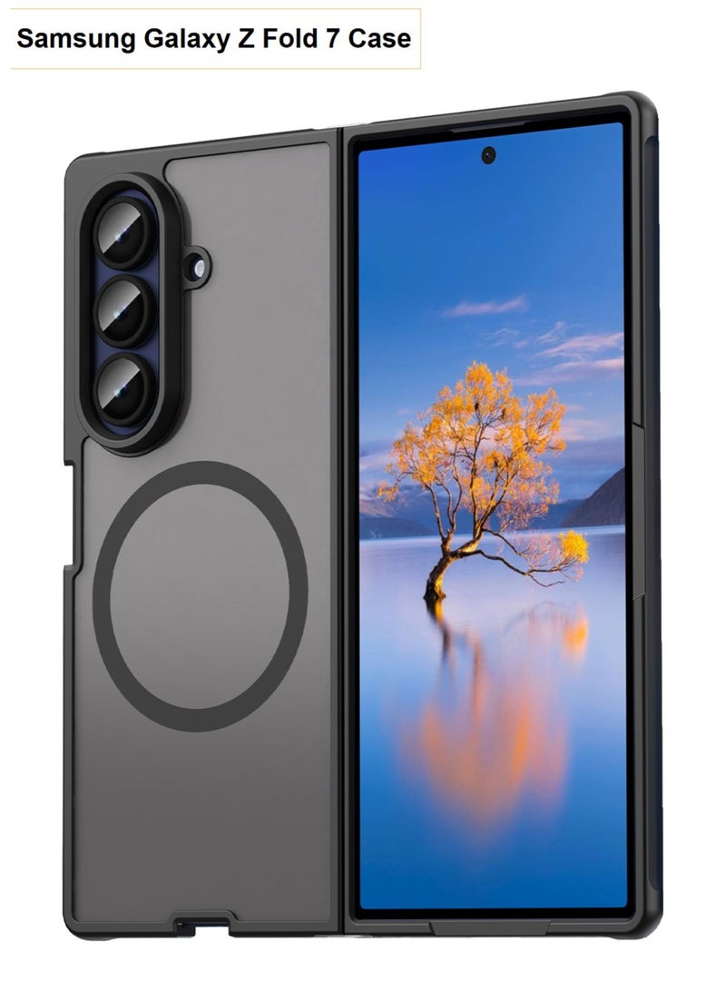 ريما كفر سامسونج جالكسي زد فولد 7 ماج سيف مغناطيسي ملمس مطفي ضد البصمات غطاء نحيف مقاوم للصدمات اسود - Image 1