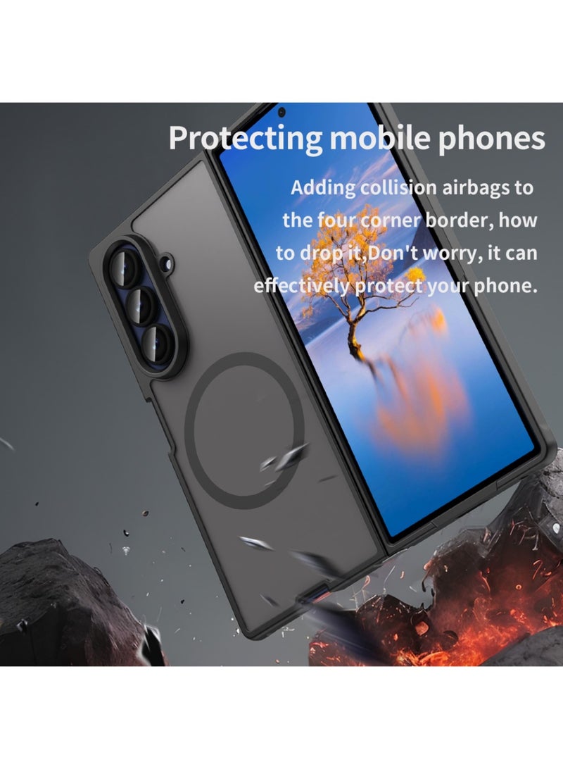 ريما كفر سامسونج جالكسي زد فولد 7 ماج سيف مغناطيسي ملمس مطفي ضد البصمات غطاء نحيف مقاوم للصدمات اسود - Image 4